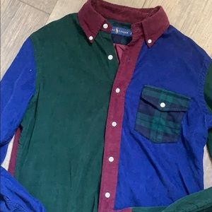 Men’s Small Color Block Corduroy Dress Shirt